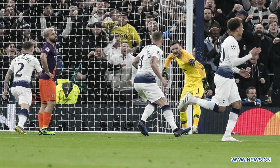 (SP)BRITAIN-LONDON-FOOTBALL-CHAMPIONS LEAGUE-QUARTERFINAL-TOT HOTSPUR VS MAN CITY