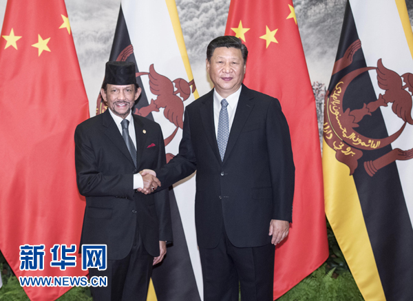 9月13日，國家主席習(xí)近平在北京人民大會堂同文萊蘇丹哈桑納爾舉行會談。 新華社記者 李濤 攝