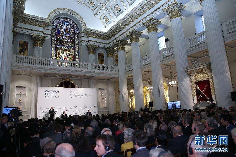 6月18日，國務(wù)院總理李克強在倫敦金融城市長官邸面向英國皇家國際問題研究所和國際戰(zhàn)略研究所兩大智庫發(fā)表題為《共建包容發(fā)展的美好世界》的演講。新華社記者 龐興雷 攝 
