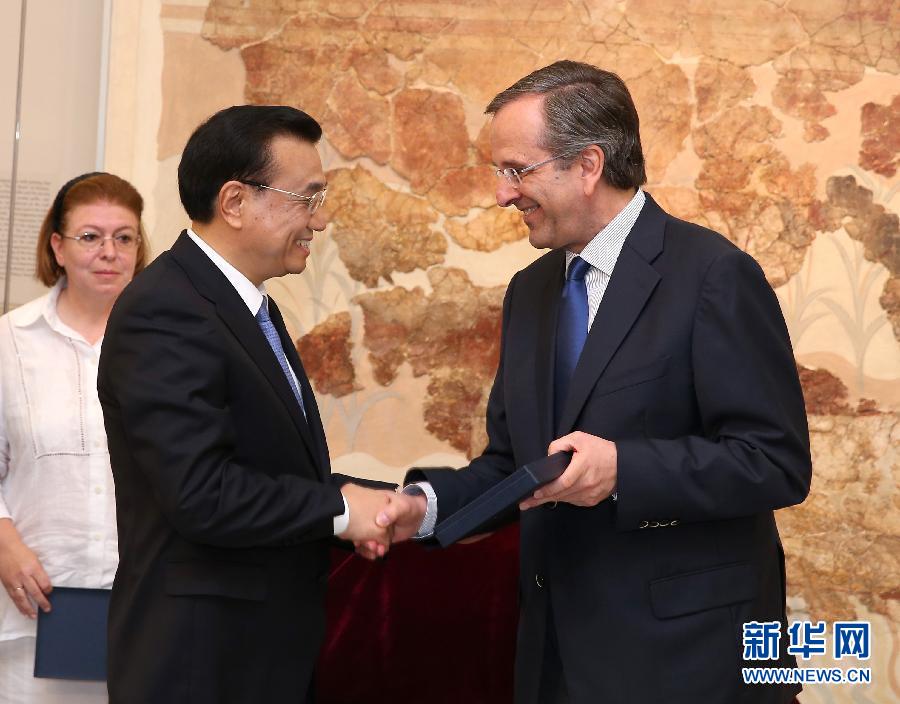 6月21日，國務(wù)院總理李克強(qiáng)與希臘總理薩馬拉斯共同出席希臘伊拉克利翁博物館新館開館儀式并發(fā)表講話。 新華社記者 龐興雷 攝