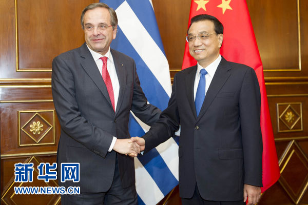 10月16日，中國(guó)國(guó)務(wù)院總理李克強(qiáng)在意大利米蘭會(huì)見希臘總理薩馬拉斯。 新華社記者 謝環(huán)馳 攝