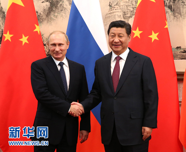 11月9日，國家主席習近平在北京釣魚臺國賓館會見俄羅斯總統(tǒng)普京。新華社記者 蘭紅光 攝