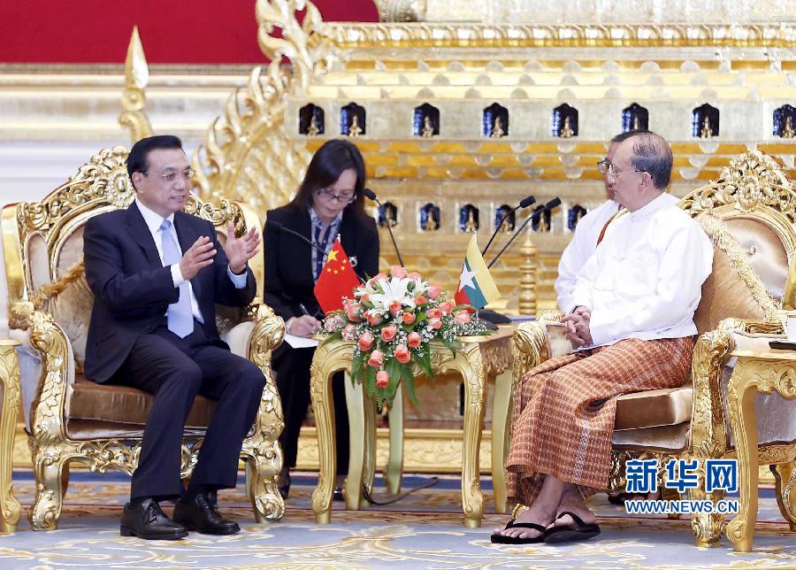 11月14日，中國(guó)國(guó)務(wù)院總理李克強(qiáng)在內(nèi)比都同緬甸總統(tǒng)吳登盛舉行會(huì)談。 新華社記者 王曄 攝