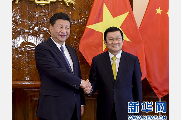 11月6日，中共中央總書記、國家主席習近平在河內(nèi)同越南國家主席張晉創(chuàng)舉行會談。 新華社記者李學仁攝